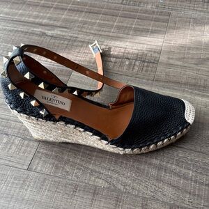 Valentino Black and Tan Espadrilles with Studs